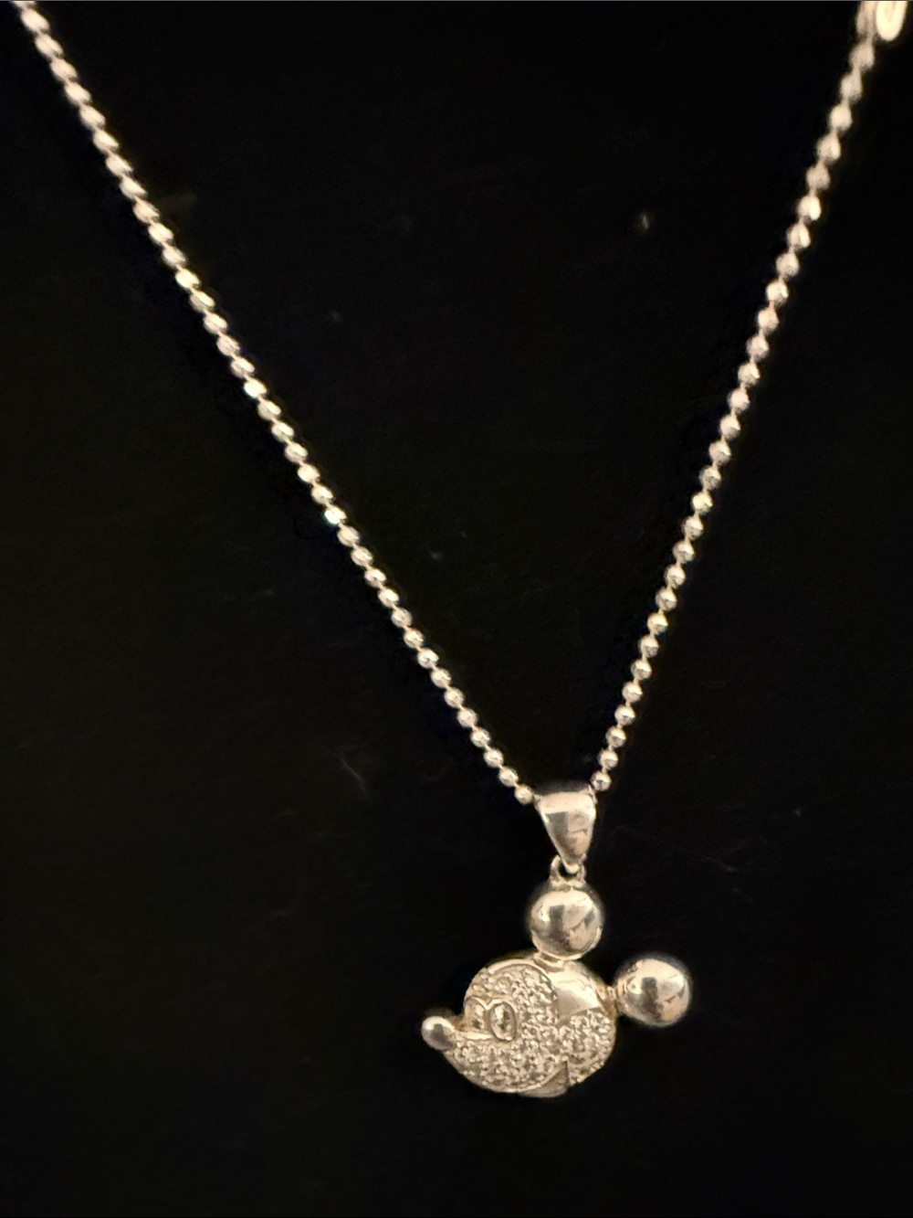 Disney Silver Mickey Head Pendant Necklace